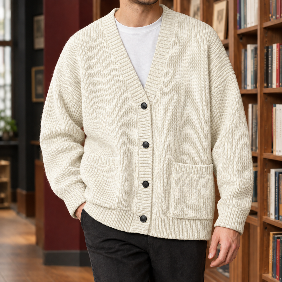 Brannock Ribbed Cardigan - Milky White