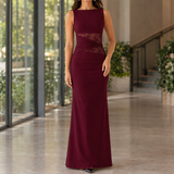 Gillian Lace Panel Dress - Wine Red