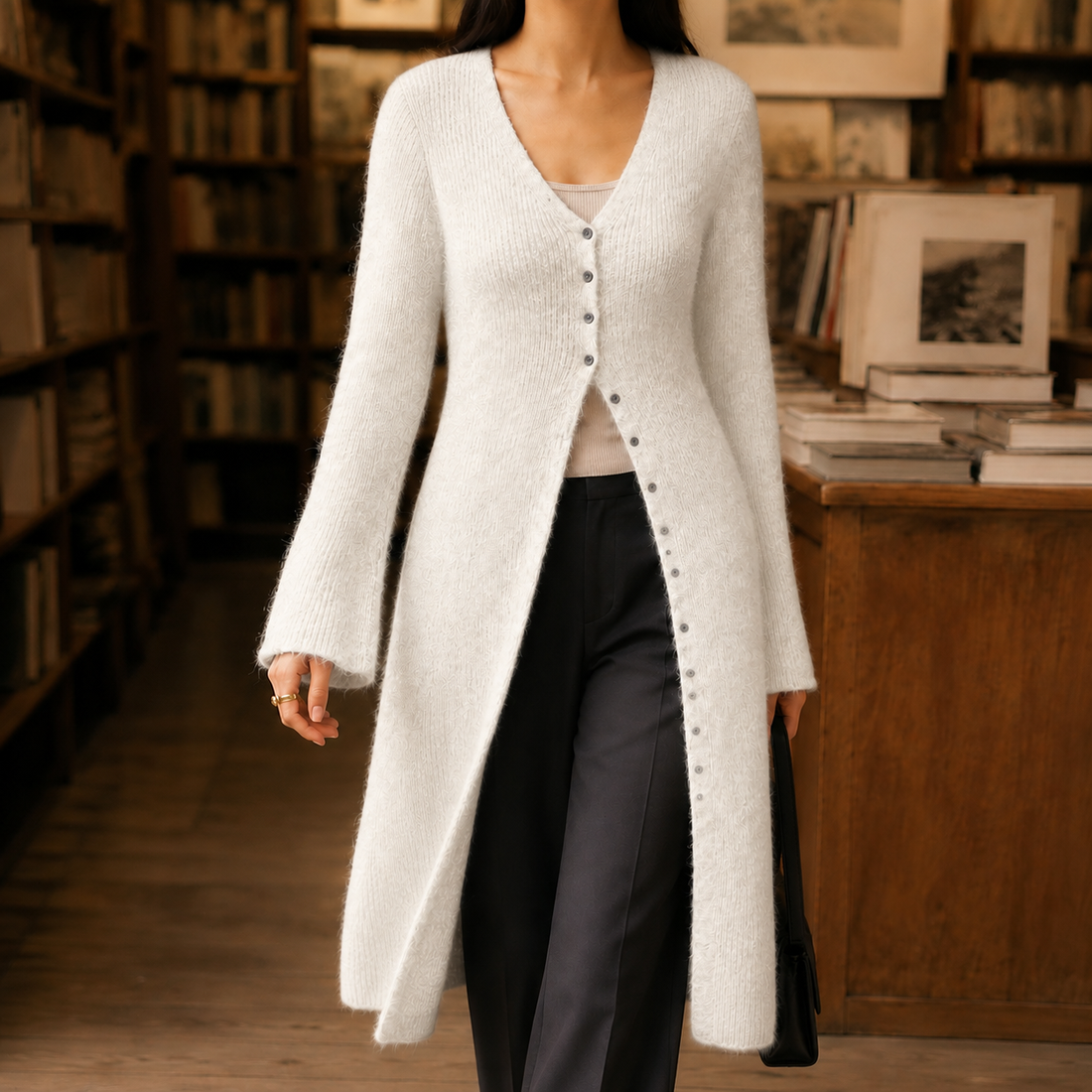 Alba-Faye Longline Sweater - White