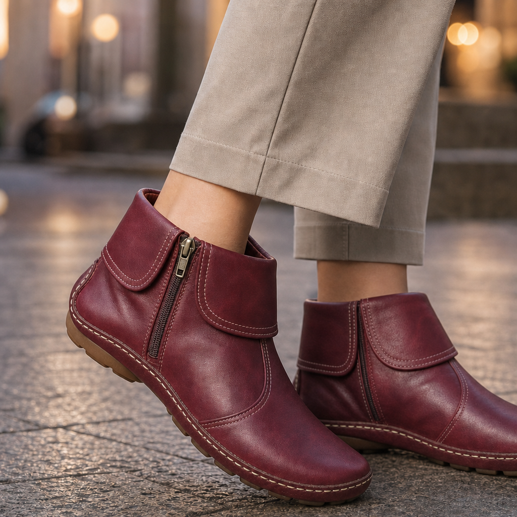 Lucano Side Zip Boots - Wine Red