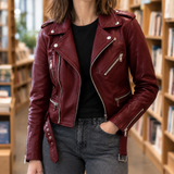 Berenice Biker Jacket - Burgundy