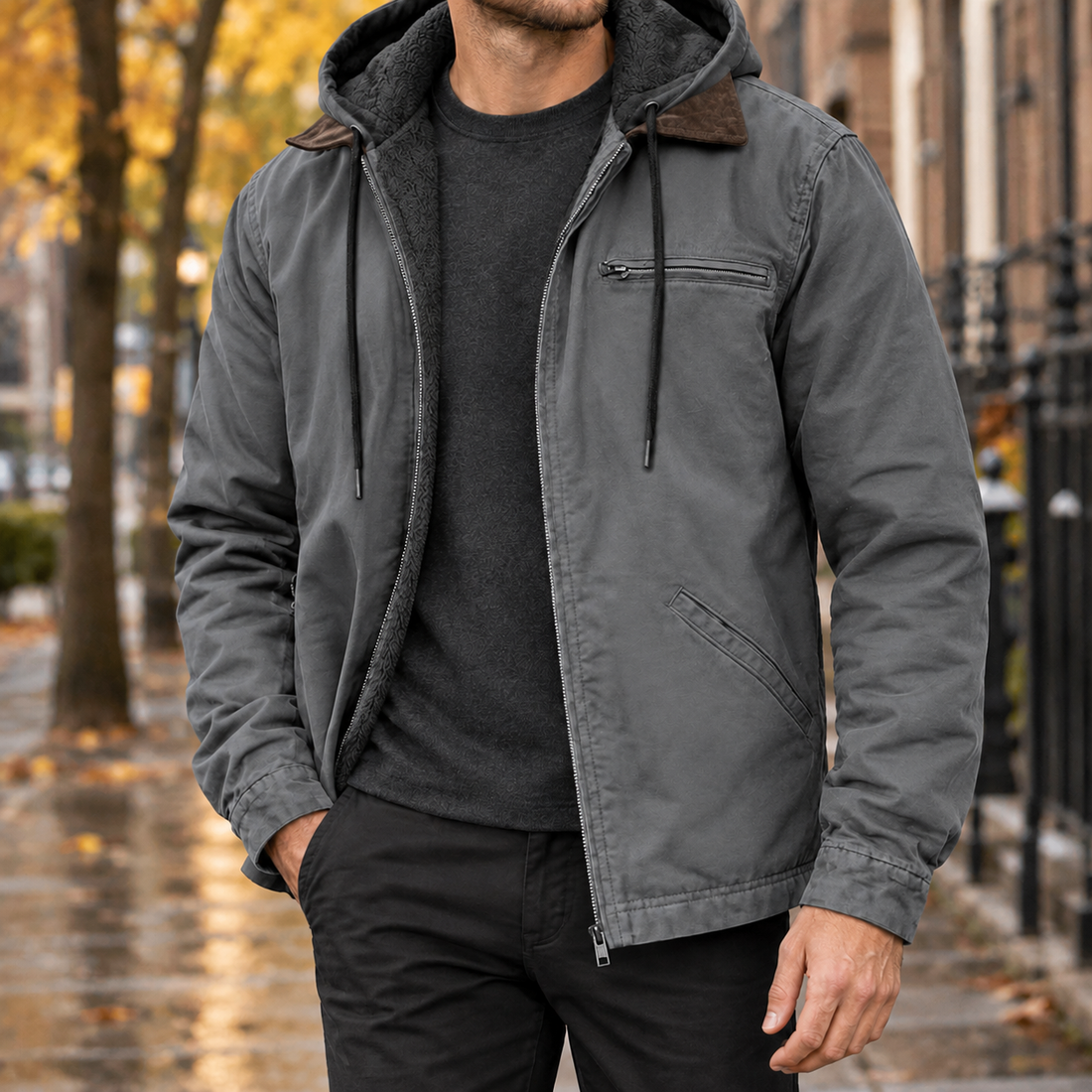 Isaac-Flynn Hooded Jacket - Gray