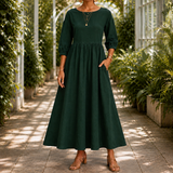 Rosalie Gathered Maxi Dress - Dark Green