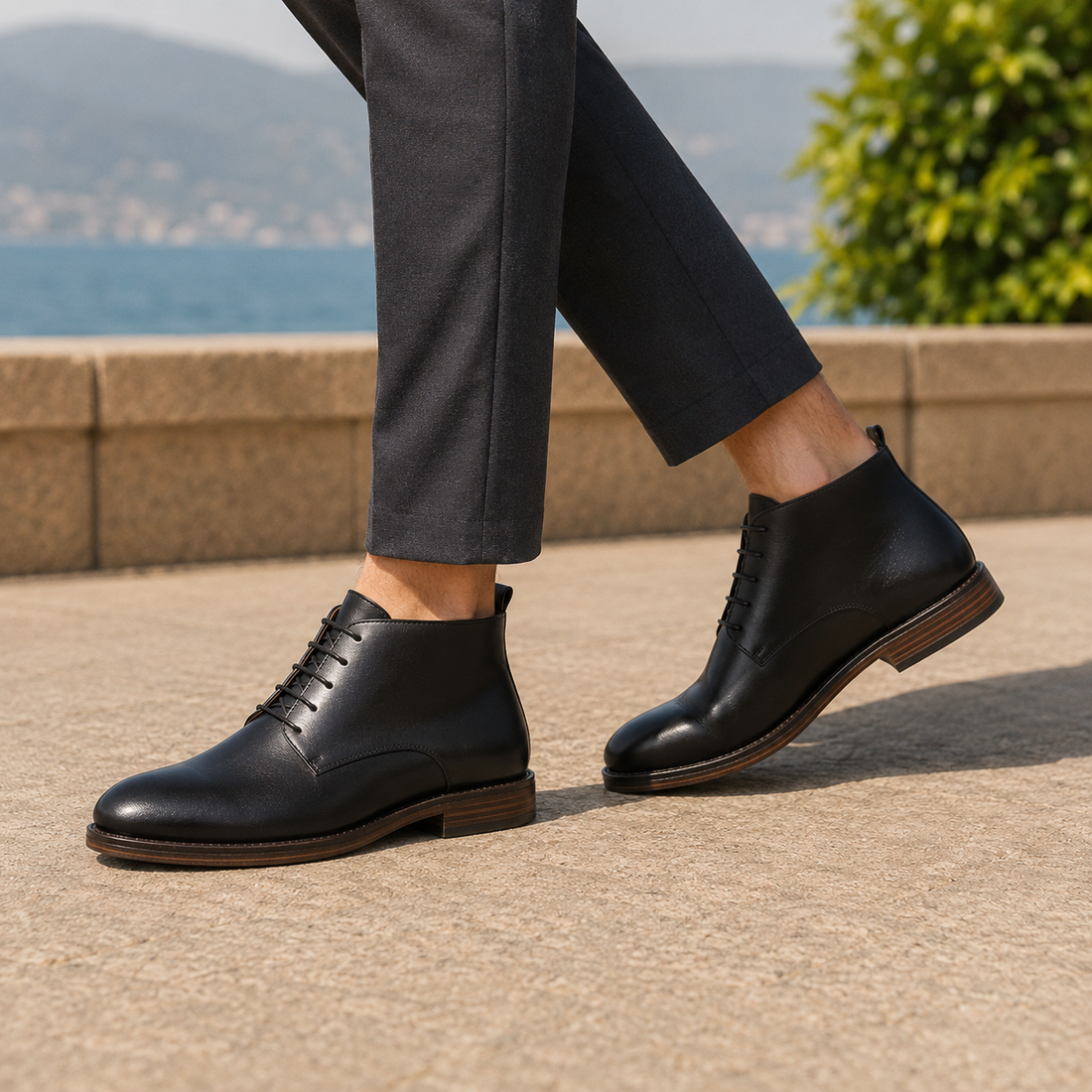 Austin Leather Ankle Boots - Black