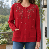 Fiona-Jade Floral Cardigan - Red