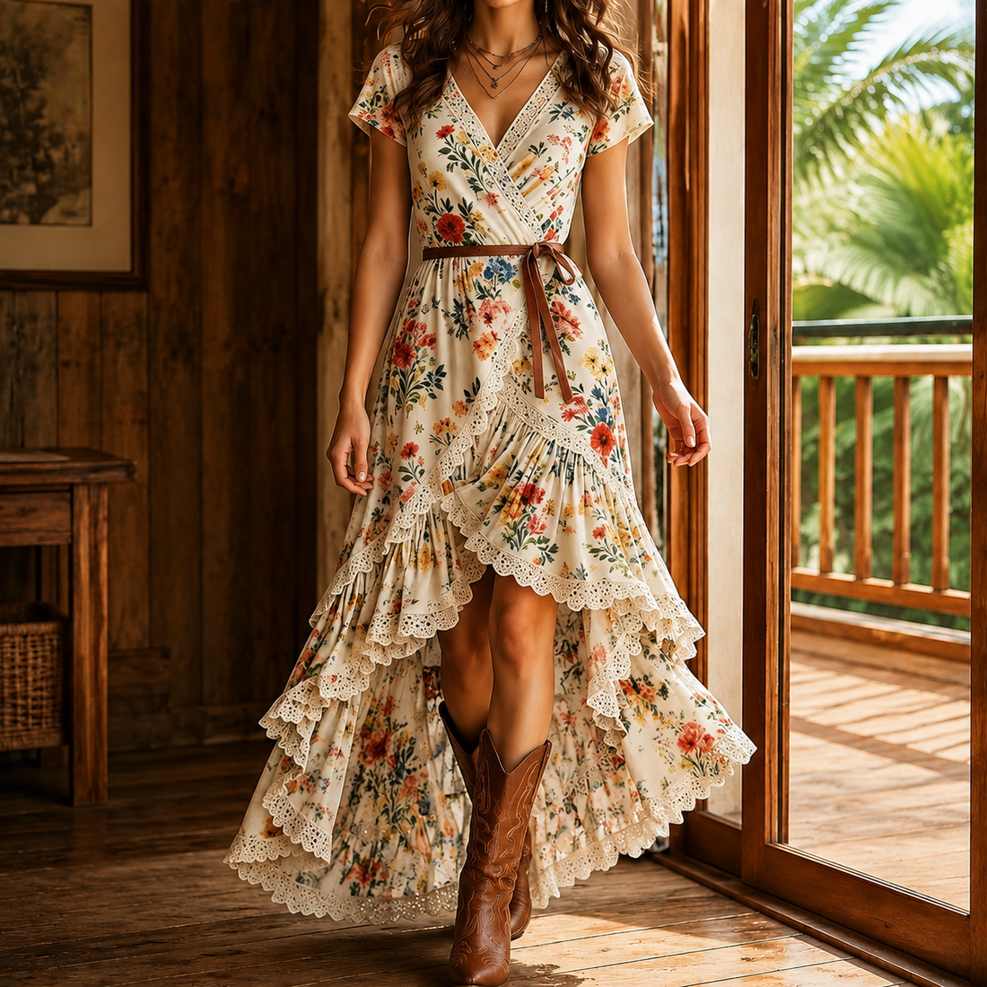Serena High Low Dress - Beige