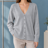 Philippa V-Neck Cardigan - Light Gray