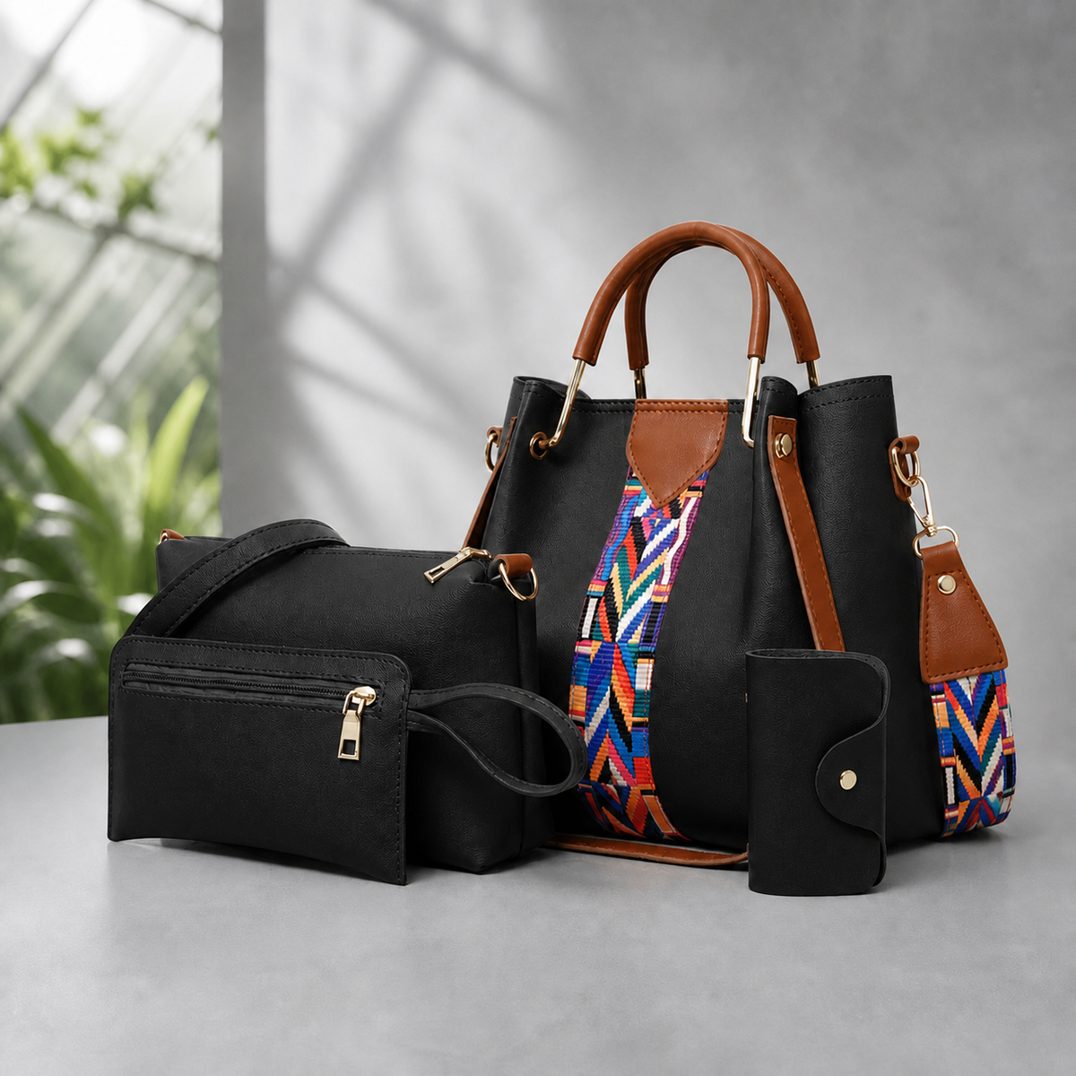 Accardi Four-Piece Handbag Set - Black