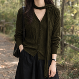Charlize-Lane Textured Cardigan - Dark Green