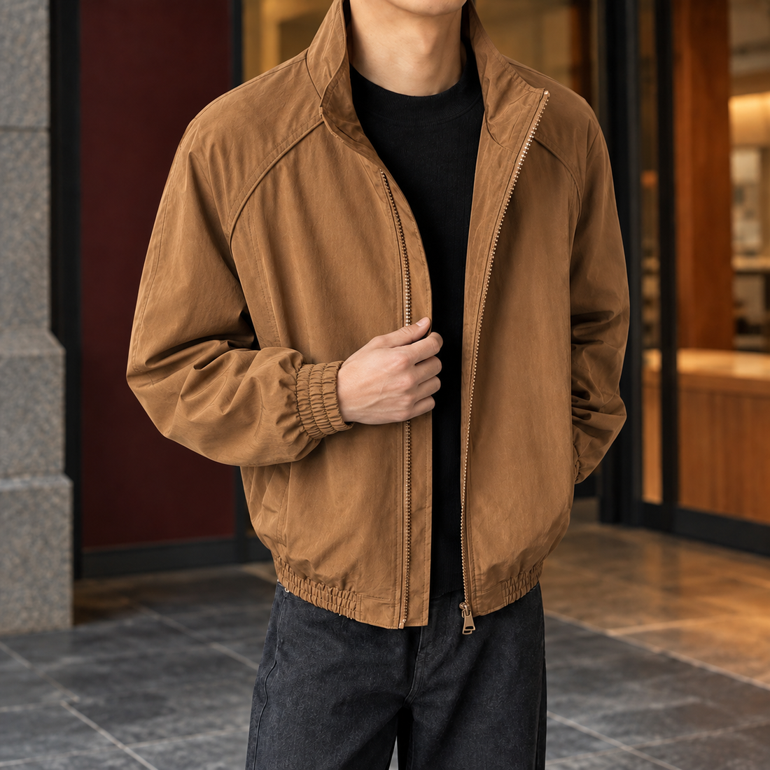 Maurice Stand Collar Jacket - Brown