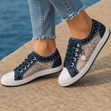 Neroni Floral Sneakers - Navy Open-toe