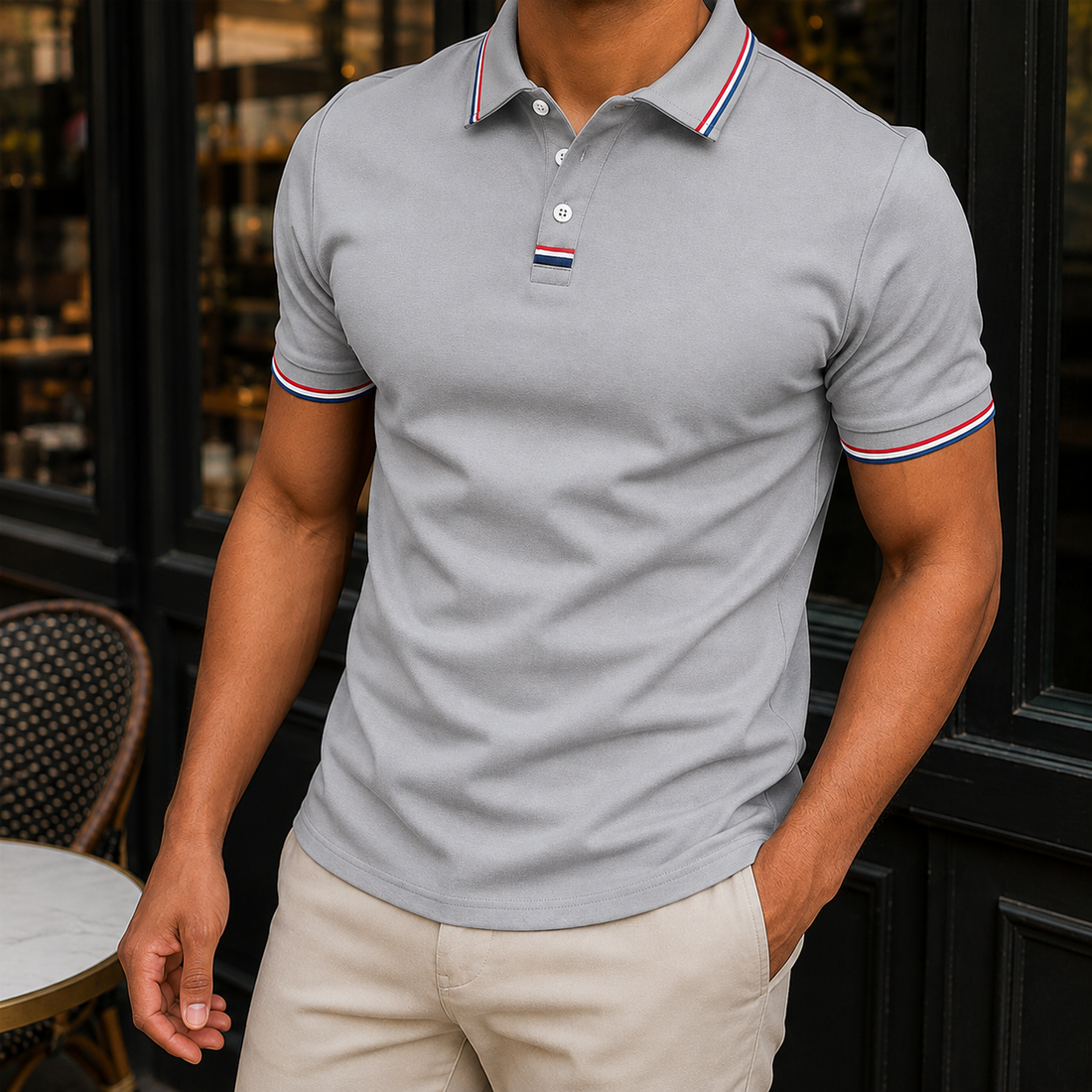 Orion Striped Polo - Gray