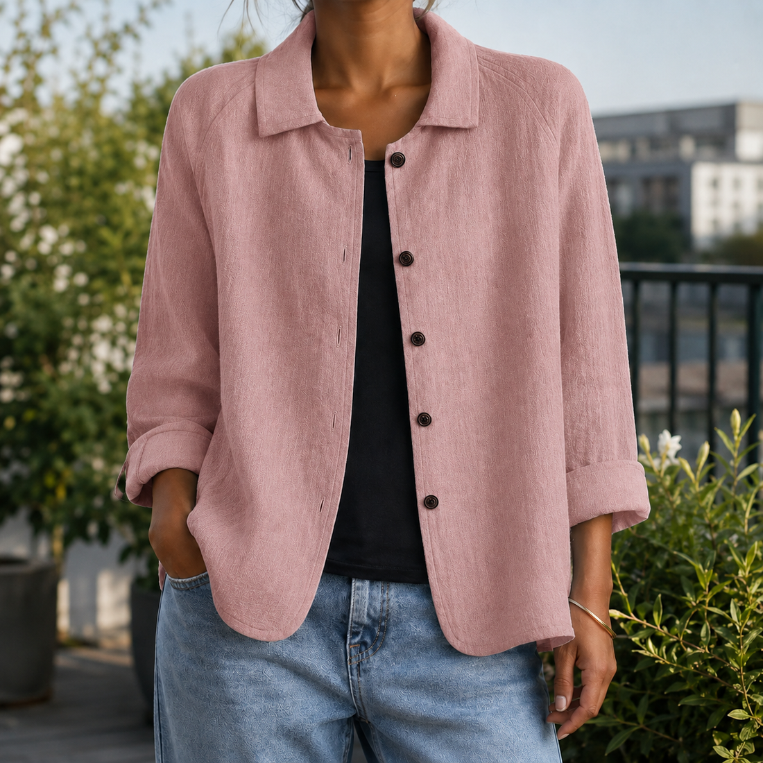 Sofia Linen Jacket - Pink