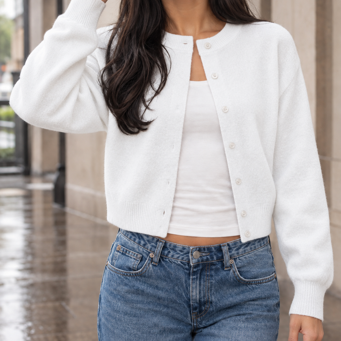 Paula Relaxed Cardigan - White