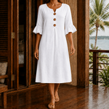 Eden Relaxed Midi Dress - White
