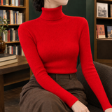 Nadine-Mae Ribbed Turtleneck - Red