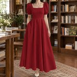 Sylvie-Hope Square Neck Dress - Red