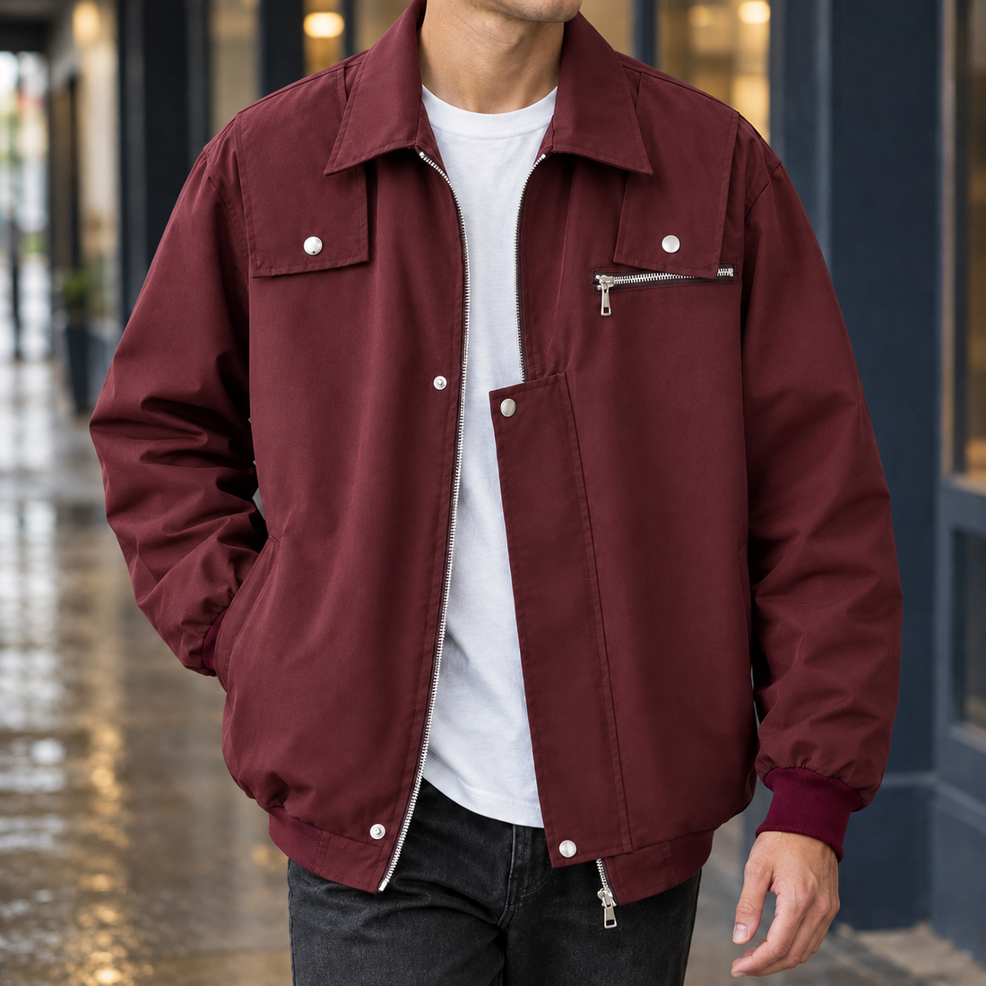 Neil Utility Jacket - Burgundy