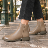 Brescia Rear-Zip Ankle Boots - Khaki