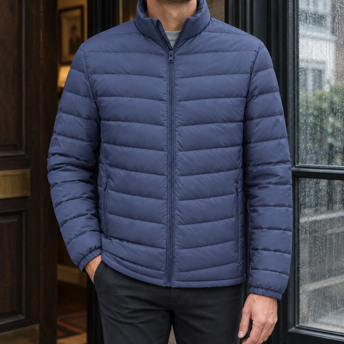 Colm Quilted Jacket - Fog Blue