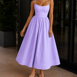 Bianca-Jane Gathered Midi Dress - Purple
