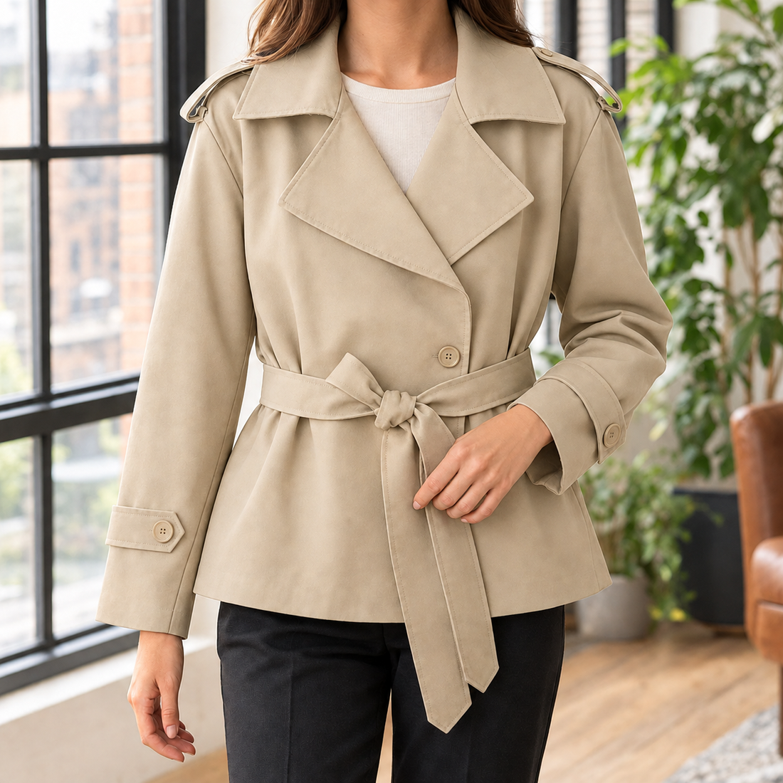 Nicolette Belted Jacket - Khaki