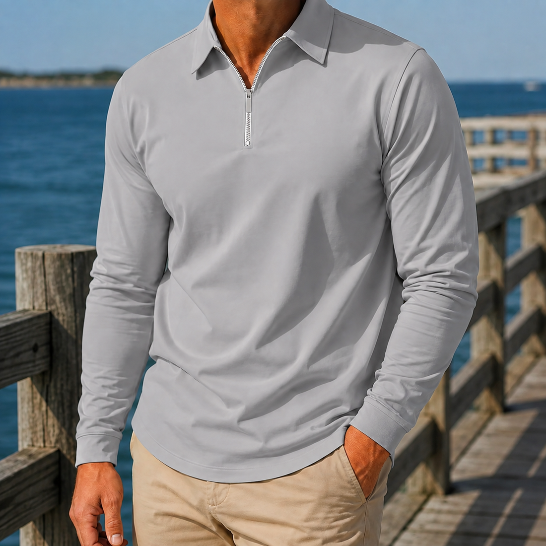 Wyatt Zip Polo - Gray