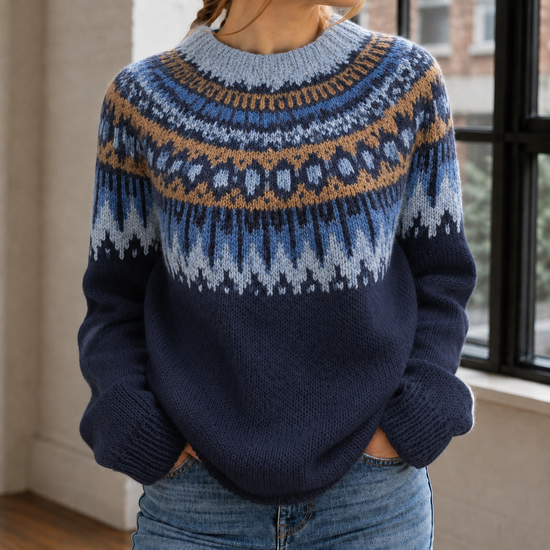 Katia Fair Isle Sweater - Navy Blue