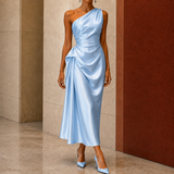Harriet One Shoulder Dress - Powder Blue
