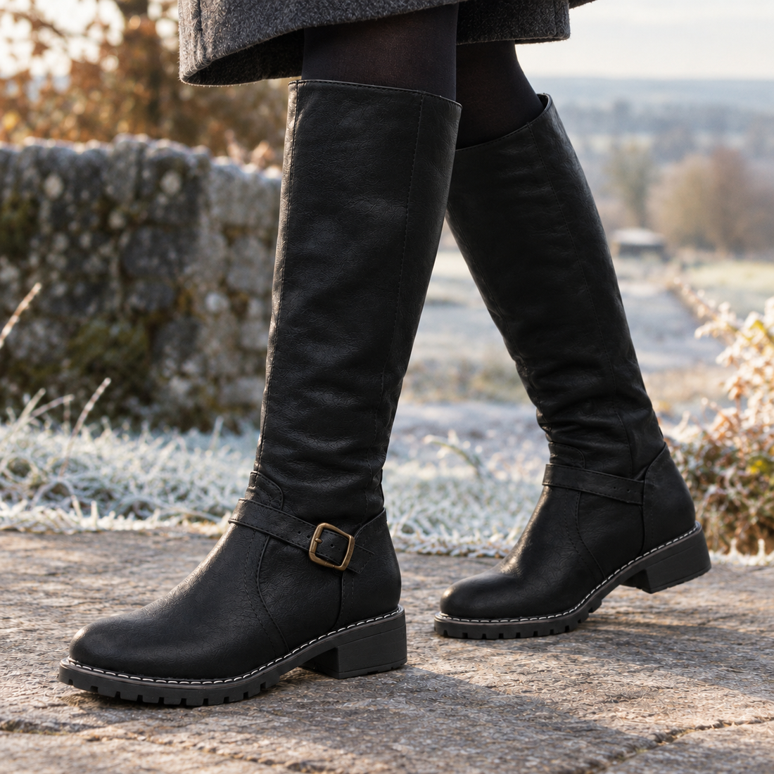 Squarcione Buckle Boots - Black