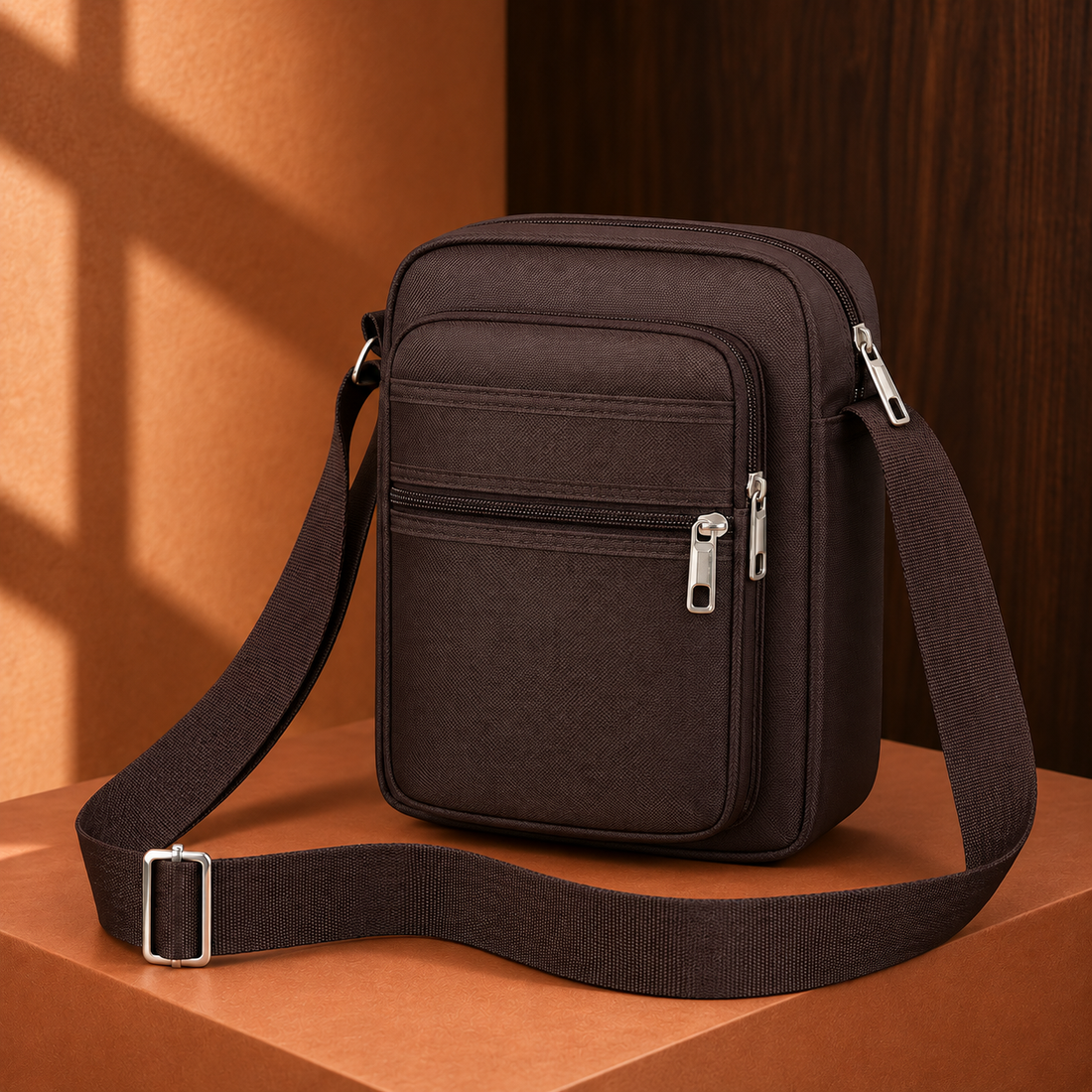 Bertani Multi-Zip Crossbody Bag - Brown