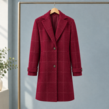 Evadne Windowpane Coat - Burgundy