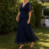 Greta Ruched Maxi Dress - Dark Blue