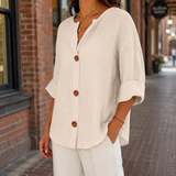 Florence V-Neck Shirt - Beige