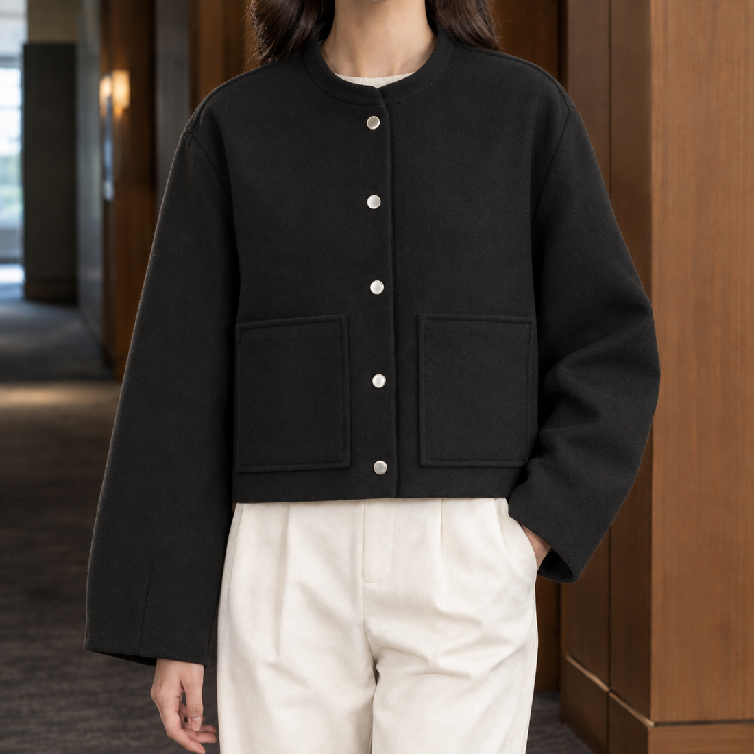 Faith Cropped Jacket - Black