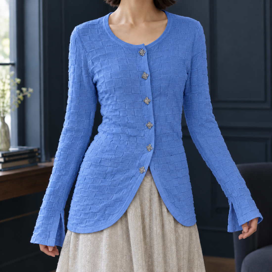 Ludovica-Elise Textured Cardigan - Blue