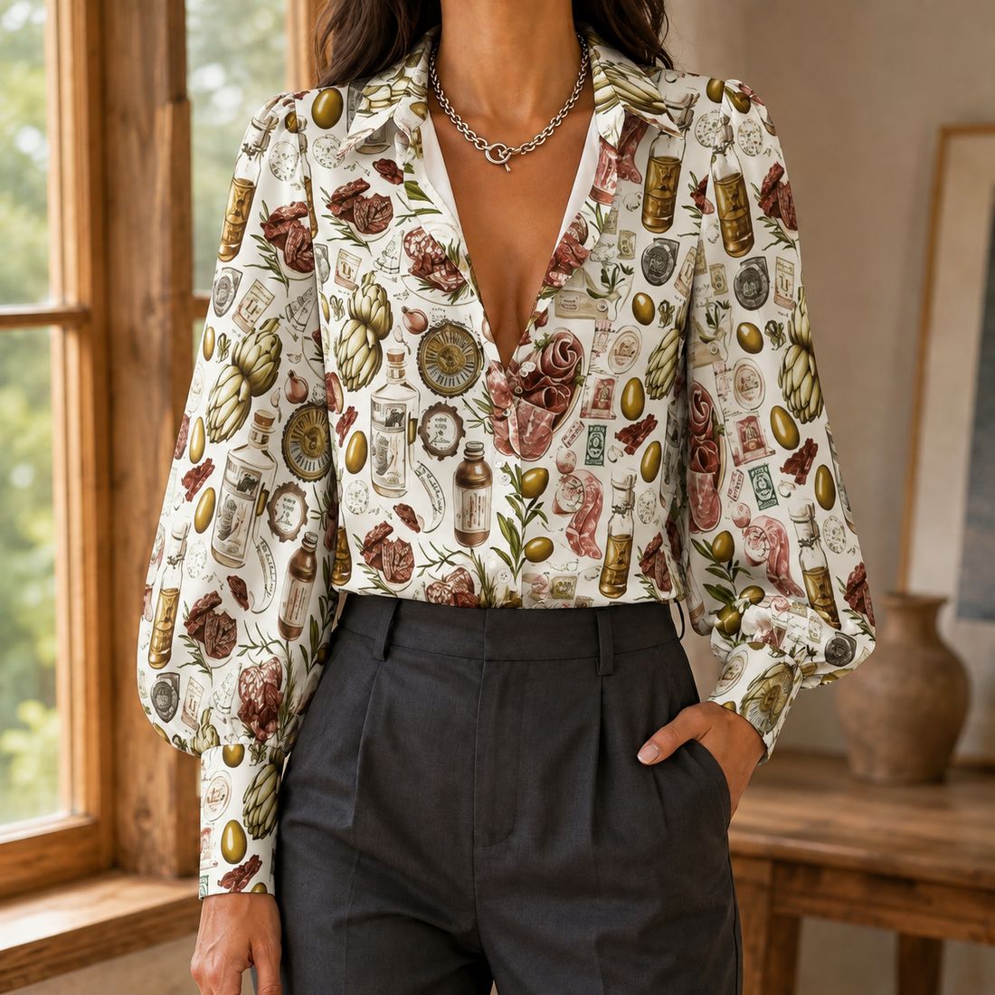 Halcyon Printed Blouse - White