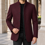 Silvain Stand Collar Jacket - Wine Red