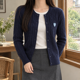 Andrina Round Neck Cardigan - Navy Blue