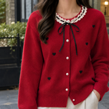 Ines-Kate Heart Cardigan - Red