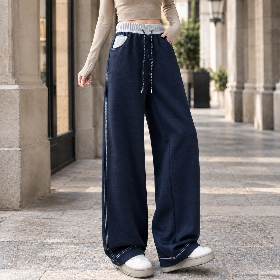 Hazel-Jade Wide Leg Pants - Navy Blue