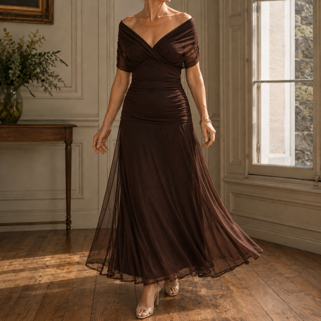 Lydia-Hope Wrap Maxi Dress - Brown