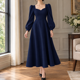 Idalia Sweetheart Midi Dress - Navy Blue