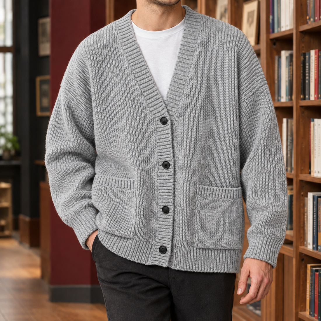 Brannock Ribbed Cardigan - Gray