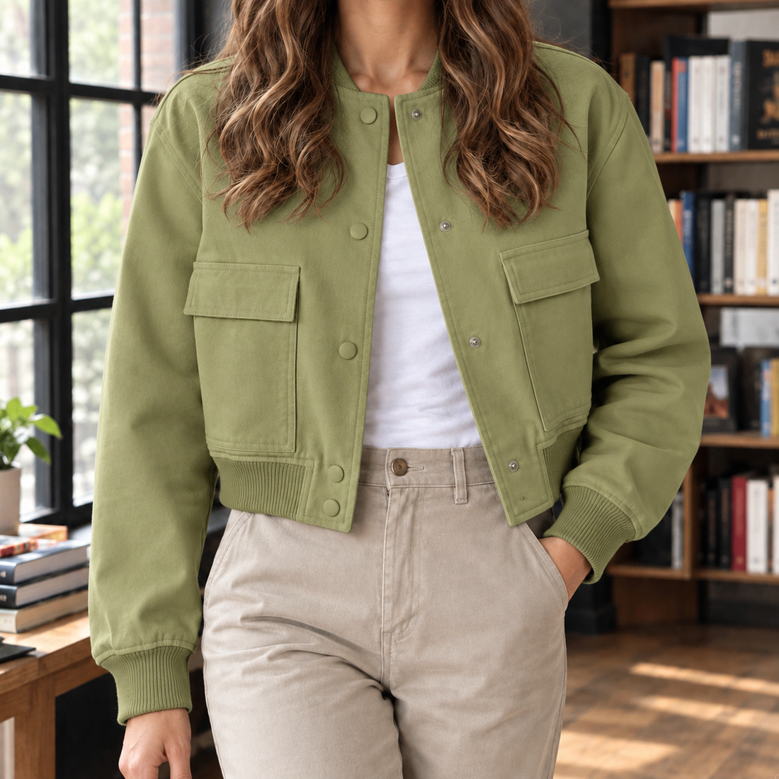 Noemie Utility Jacket - Olive Green