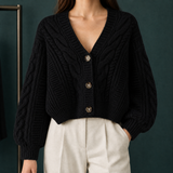 Pippa-Hope Cable Knit Cardigan - Black