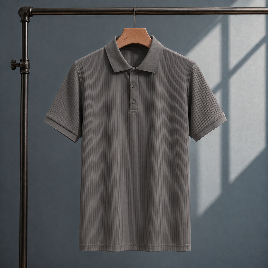 Cedric Ribbed Polo - Gray