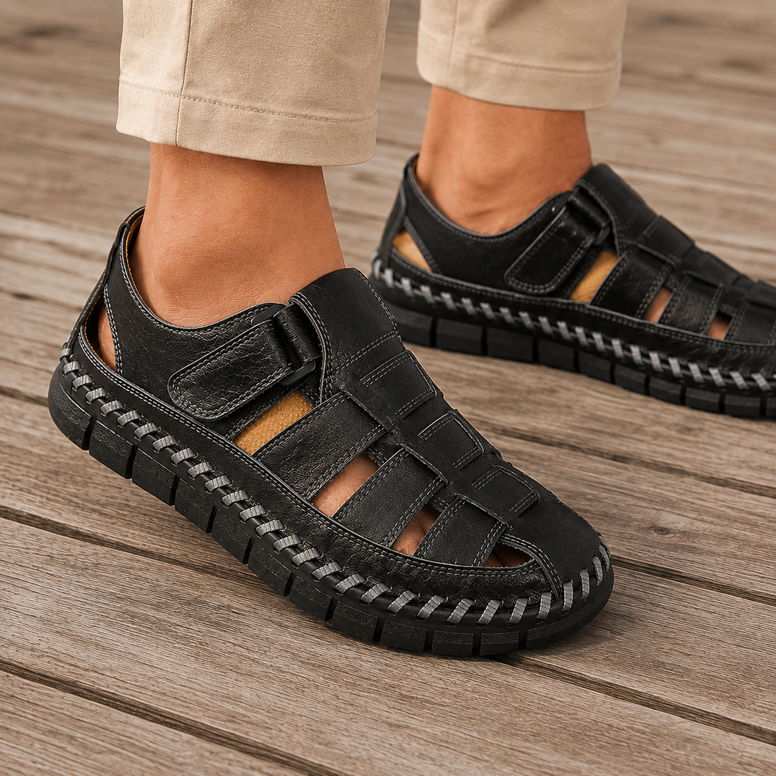 Gentili Fisherman Sandals - Black