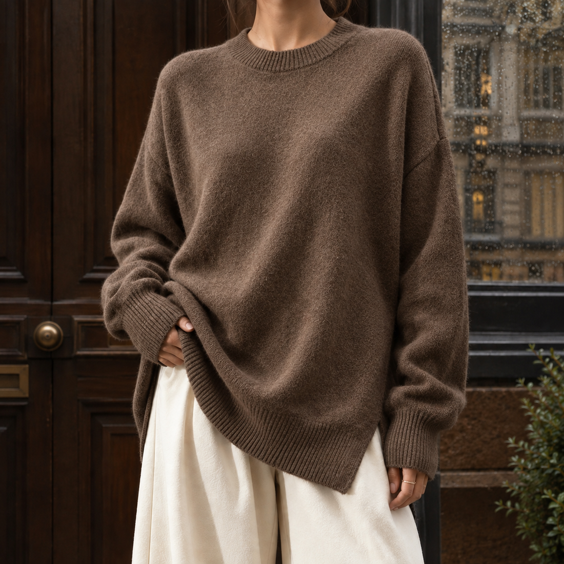 Millie Crew Neck Sweater - Dark Brown