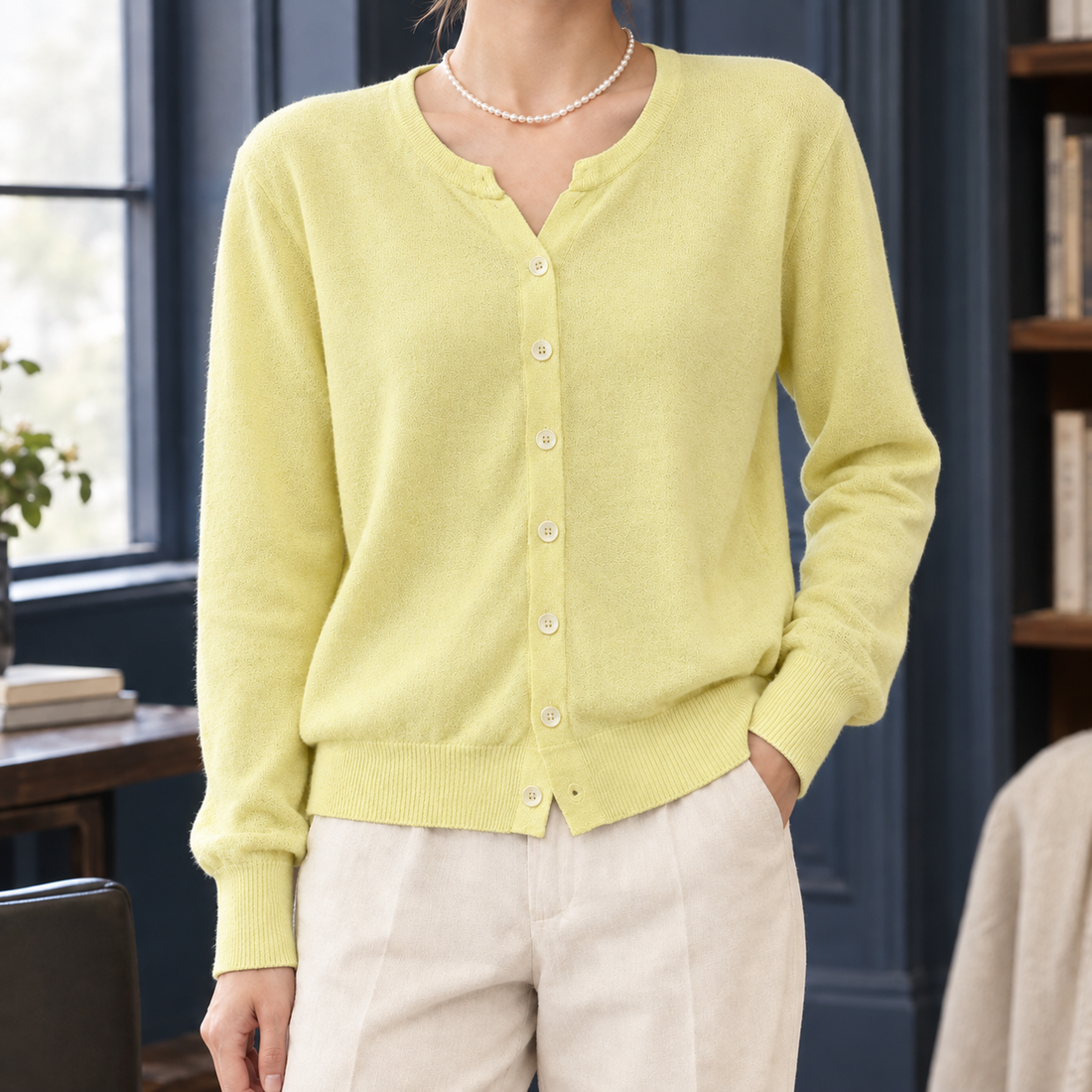 Raven Relaxed Cardigan - Light Yellow